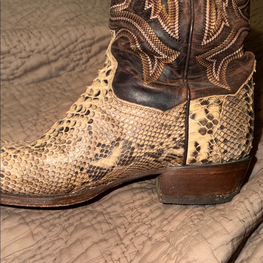 Dan Post Python Print Cowboy Boots - Brown And Cr… - image 8